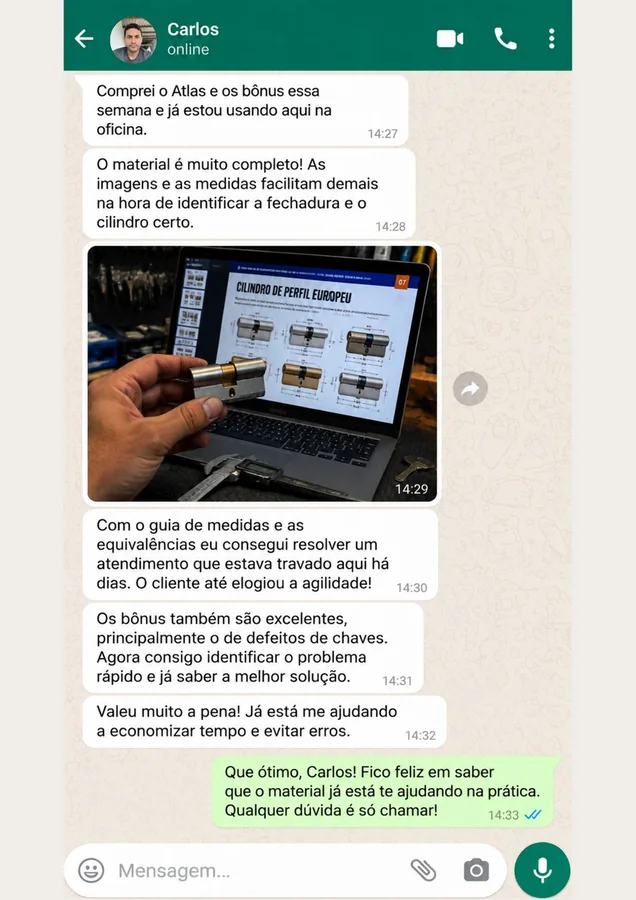 Captura de depoimento enviado por Carlos